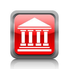 Bank icon on a square button - RubyRedSeries