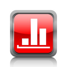 Bar Graph icon on a square button - RubyRedSeries N32