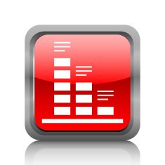 Bar Graph icon on a square button - RubyRedSeries N39