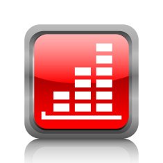 Bar Graph icon on a square button - RubyRedSeries N40