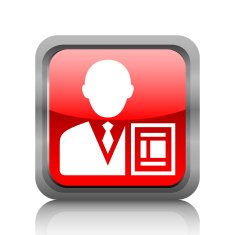 Businessman icon on a square button - RubyRedSeries N11
