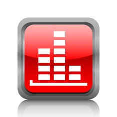 Bar Graph icon on a square button - RubyRedSeries N41