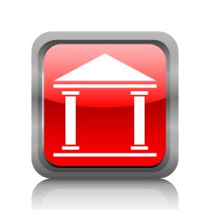 Bank icon on a square button - RubyRedSeries N3