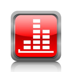Bar Graph icon on a square button - RubyRedSeries N42