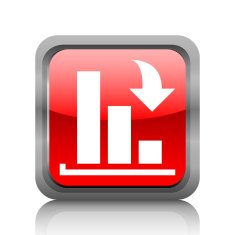 Bar Graph icon on a square button - RubyRedSeries N43