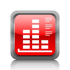 Bar Graph icon on a square button - RubyRedSeries N44