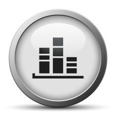 Bar Graph icon on a silver button - SilverSeries