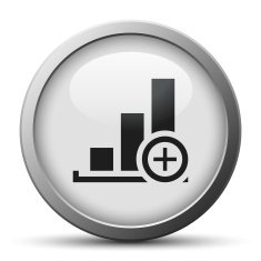 Bar Graph icon on a silver button - SilverSeries N9