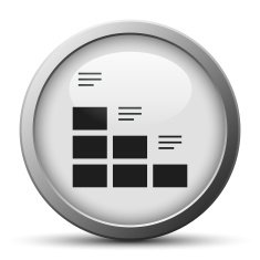 Bar Graph icon on a silver button - SilverSeries N13