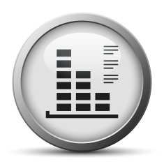 Bar Graph icon on a silver button - SilverSeries N18