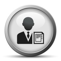 Businessman icon on a silver button - SilverSeries N8