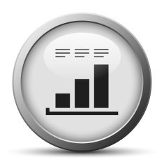 Bar Graph icon on a silver button - SilverSeries N28