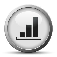 Bar Graph icon on a silver button - SilverSeries N31
