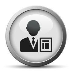 Businessman icon on a silver button - SilverSeries N9