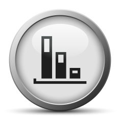 Bar Graph icon on a silver button - SilverSeries N36