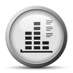 Bar Graph icon on a silver button - SilverSeries N44