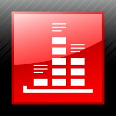 Bar Graph icon on a square button - SleekSeries N14