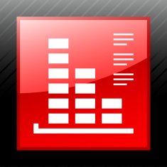 Bar Graph icon on a square button - SleekSeries N18