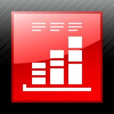 Bar Graph icon on a square button - SleekSeries N24