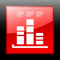 Bar Graph icon on a square button - SleekSeries N25
