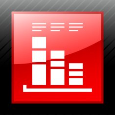 Bar Graph icon on a square button - SleekSeries N27
