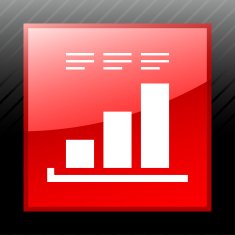 Bar Graph icon on a square button - SleekSeries N28