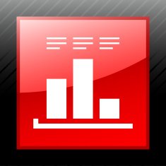 Bar Graph icon on a square button - SleekSeries N29