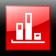 Bar Graph icon on a square button - SleekSeries N35