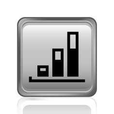 Bar Graph icon on a square button - SteelSeries N34