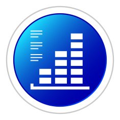 Bar Graph icon on a round button - StickerSeries N2