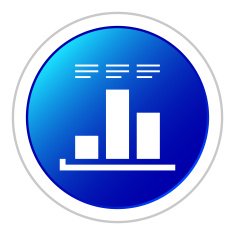 Bar Graph icon on a round button - StickerSeries N3