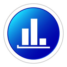 Bar Graph icon on a round button - StickerSeries N4