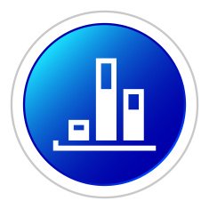 Bar Graph icon on a round button - StickerSeries N6