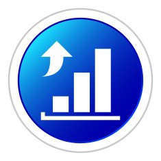 Bar Graph icon on a round button - StickerSeries N15
