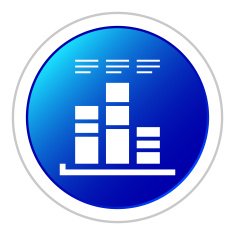 Bar Graph icon on a round button - StickerSeries N25