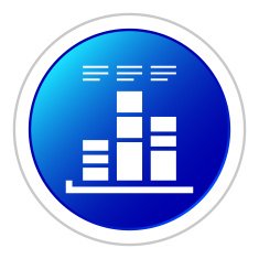 Bar Graph icon on a round button - StickerSeries N26