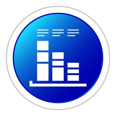 Bar Graph icon on a round button - StickerSeries N27
