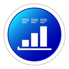 Bar Graph icon on a round button - StickerSeries N28