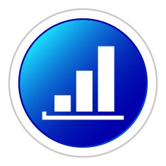 Bar Graph icon on a round button - StickerSeries N31