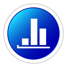 Bar Graph icon on a round button - StickerSeries N32