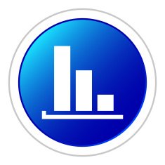 Bar Graph icon on a round button - StickerSeries N33