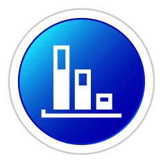 Bar Graph icon on a round button - StickerSeries N36