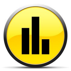 Bar Graph icon on a round button - CurveSeries N43
