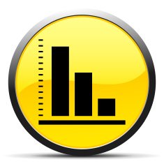 Bar Graph icon on a round button - CurveSeries N46