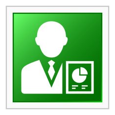 Businessman icon on a square button - FlatSeries N13