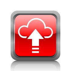 Cloud Computing icon on a square button - RubyRedSeries