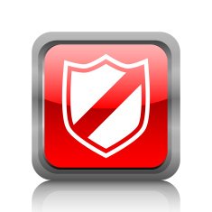 Shield icon on a square button - RubyRedSeries N2