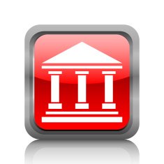 Bank icon on a square button - RubyRedSeries N5
