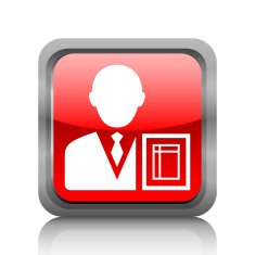 Businessman icon on a square button - RubyRedSeries N15