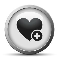 Heart icon on a silver button - SilverSeries
